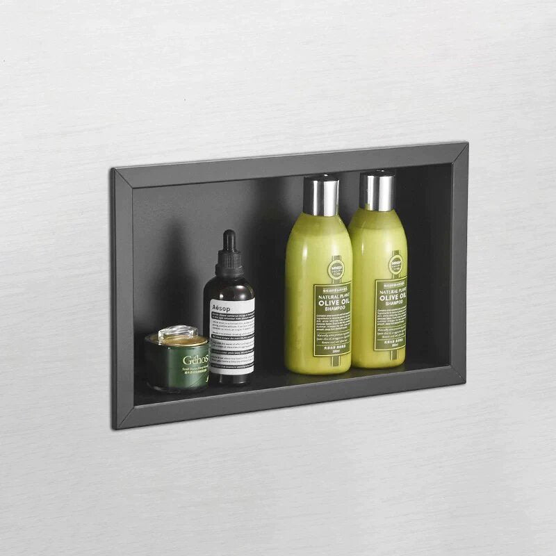 Black bathroom wall mounted niche shelve