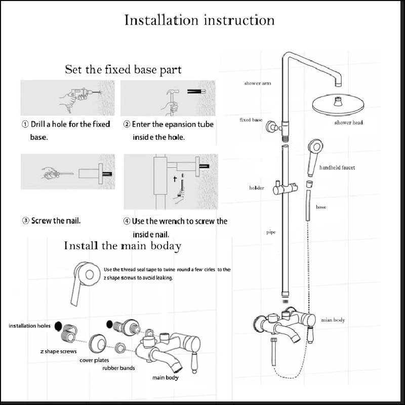 Copper Satin Exposed Shower System 3 way function