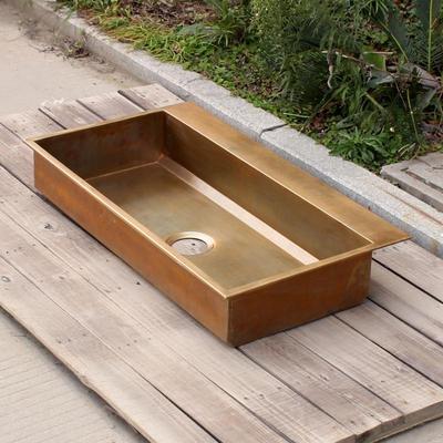 Custom Italian Outdoor Kitchen Corner Large Sink Western Kitchen Mid-Island outdoor American Retro Wash Basin Copper Basin Stainless Steel 14 Gauge