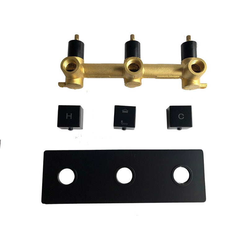 Black Matte Square 2 Way Shower Kit