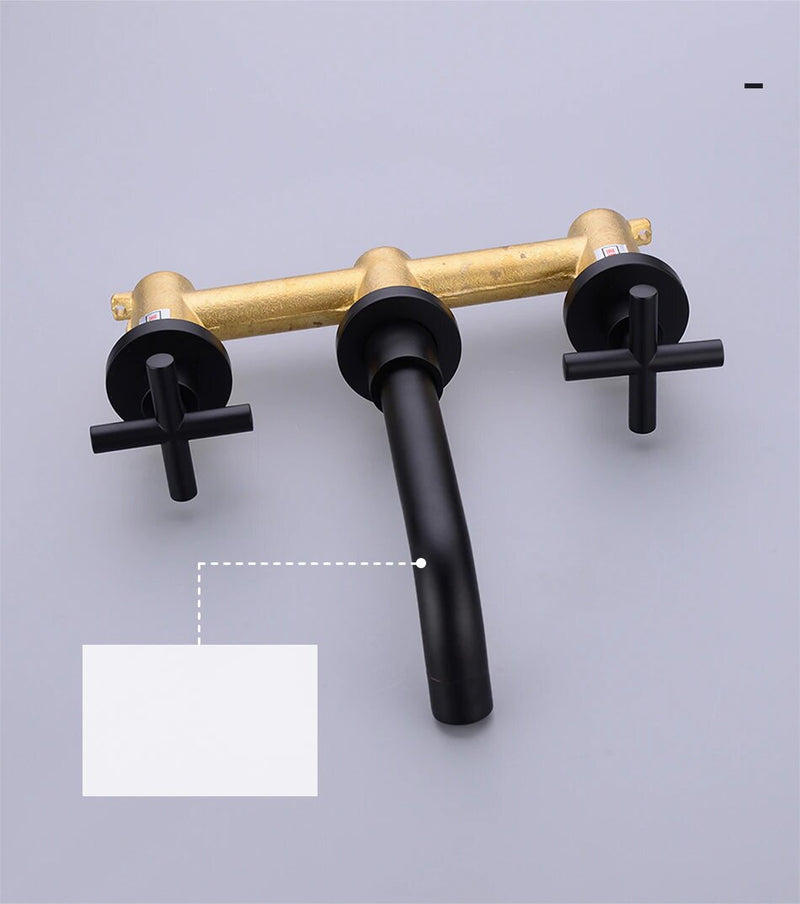 Matte Black Cross Handles Wall Mounted Tub Filler  Faucet