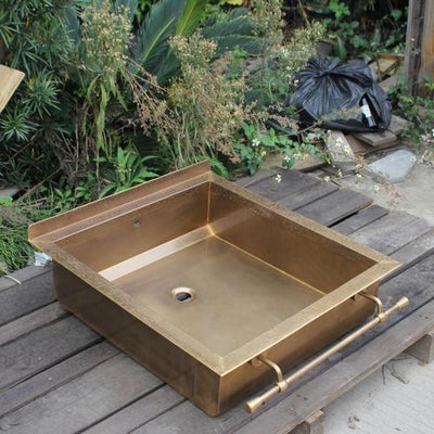 Custom Italian Outdoor Kitchen Corner Large Sink Western Kitchen Mid-Island outdoor American Retro Wash Basin Copper Basin Stainless Steel 14 Gauge