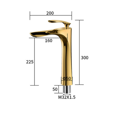 White with gold single hole bathroom faucet short and tall