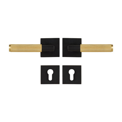 Brushed gold with black two tone interior door lock hardware kit