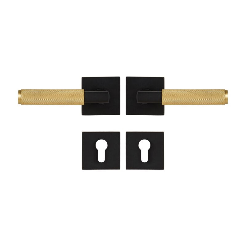 Brushed gold with black two tone interior door lock hardware kit