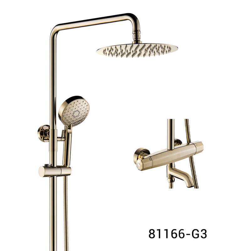 Brusheds gold exposed thermostatic shower system