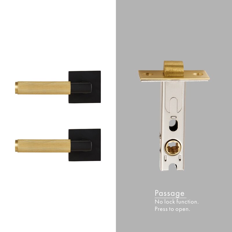 Brushed gold with black two tone interior door lock hardware kit