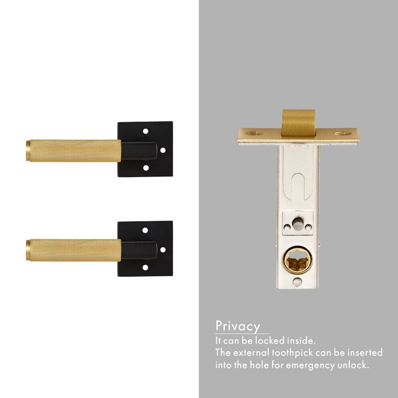 Brushed gold with black two tone interior door lock hardware kit