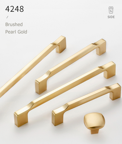 Gold polished cabinet door handles and knobs