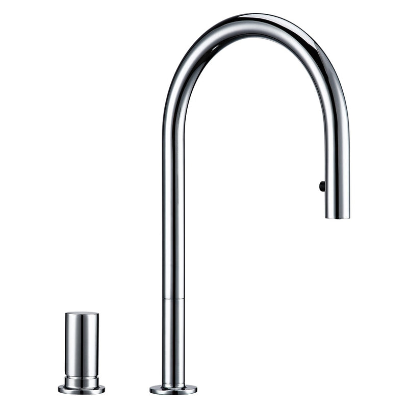 FIAT-Black-Grey Gun-Brushed gold tall kitchen island separate lever control dual sprayer kitchen faucet