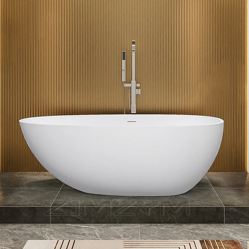 White matte solid surface resin stone bathtub 55" inches