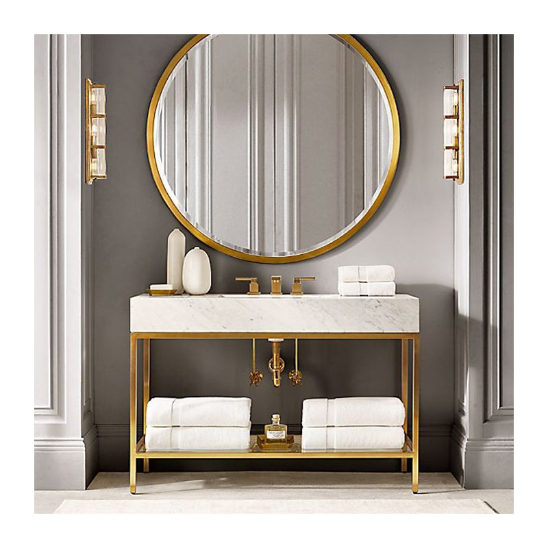 Athena-Modern Exposed Marble with brushed Gold Freestanding Console Bathroom Vanity Console