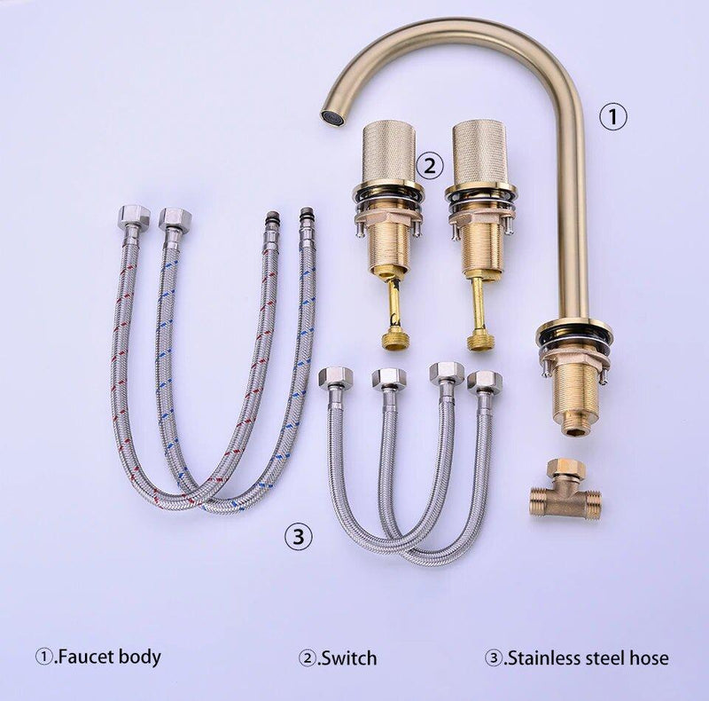 Brushed Gold 8" Inch Wide Spread Bathroom Faucet