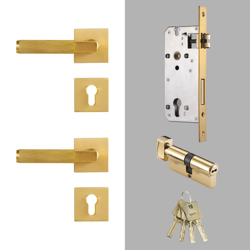 Brushed gold with black two tone interior door lock hardware kit