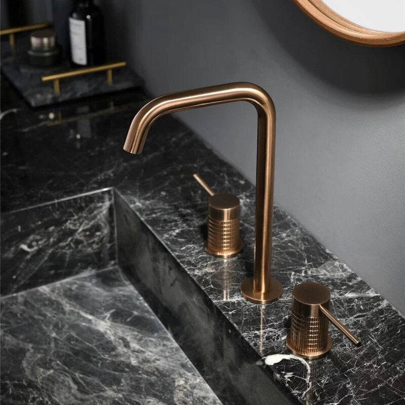 Vienna 2-Brushed rose gold - Brushed Gold 8 " inch widespread bathroom faucet