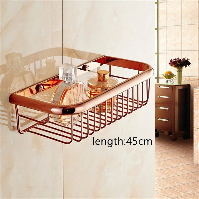 Rose gold polished bathroom accessories