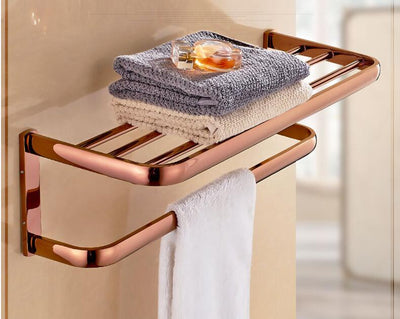 Rose gold polished bathroom accessories