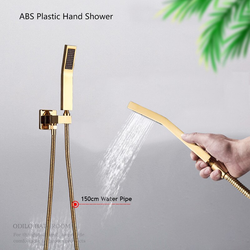 Gold polish brass 2 and 3 way diverter functions thermostatic shower kit-CSA