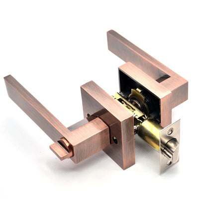 Copper Rose Gold Square Modern Bathroom Door Handle Lock