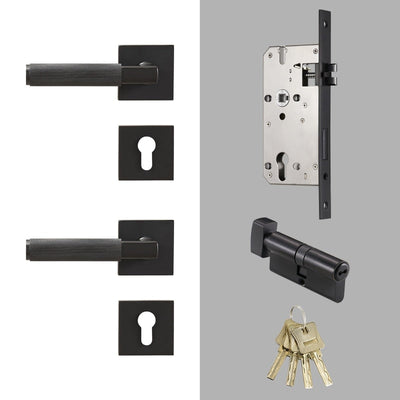 Brushed gold with black two tone interior door lock hardware kit