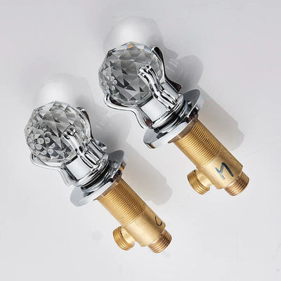 Luxury Crystal Ball Replacement Handle for Bathroom Basin Faucet 2 Pcs Hot and Cold Water Mixer Tap Handles