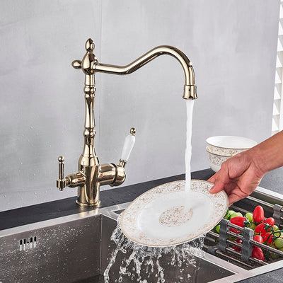 Gold Victorian 2 way reverse osmosis and kitchen faucet