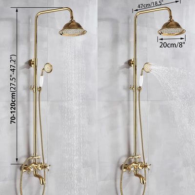 Gold Polished Antique Victorian Exposed Shower System Kit