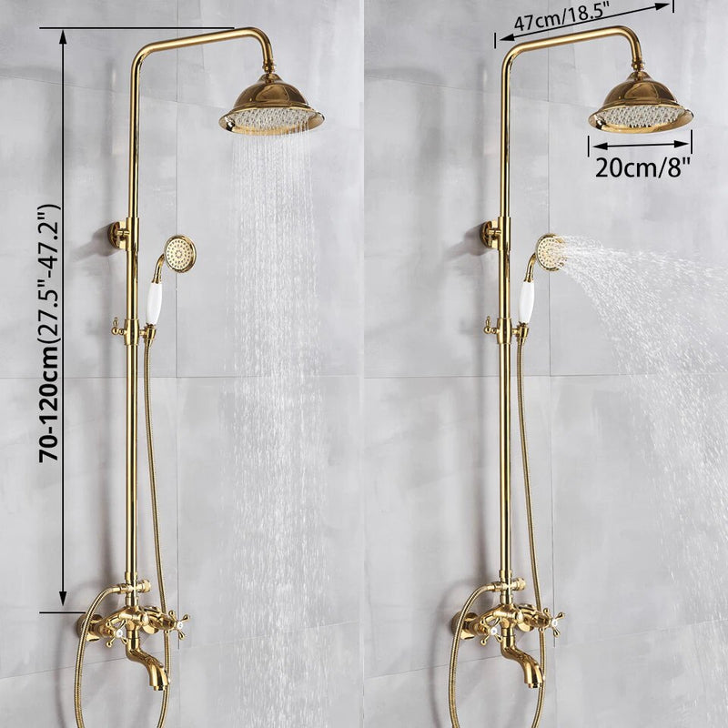 Gold Polished Antique Victorian Exposed Shower System Kit