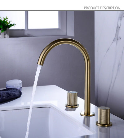 Brushed Gold 8" Inch Wide Spread Bathroom Faucet