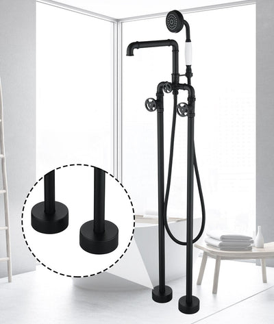 Black Matte Industrial Victorian Style Free Standing Tub Filler