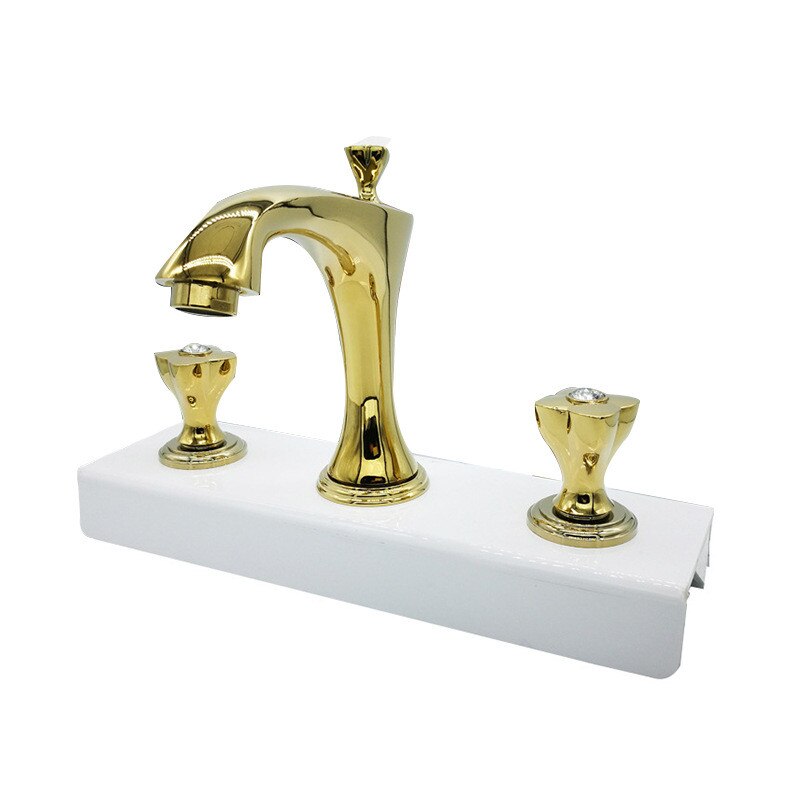 Luxury 8" Inch Wide Spread Bathroom Faucet with Crystal Diamond Handles