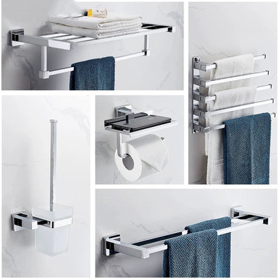 Chrome square bathroom accessories