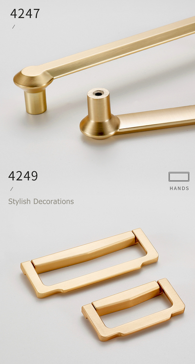 Gold polished cabinet door handles and knobs