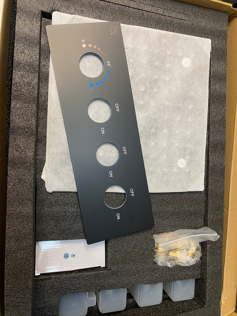 Black 12"x12" Ceiling Flush mount LED Rain head and Mist Bluetooth WIFI Music 4 way function valve ,hand spray and body jet massage completed spa shower system kit