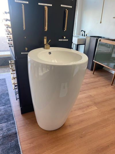 Showroom Display Ceramic  Round Floor Freestanding Basin Pedestal Sink