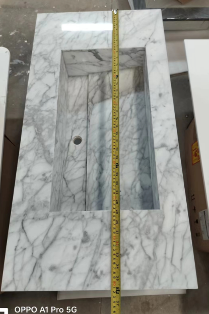 CUSTOM-TITUS-Marble Exposed 36 Wall mounted with Back lit LED mirror  36" X 52" completed set