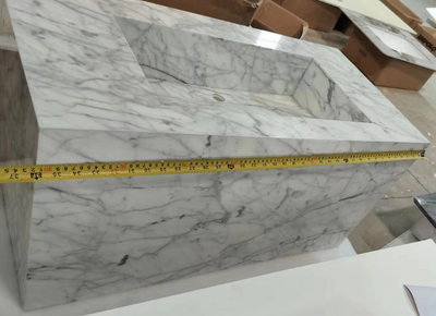 CUSTOM-TITUS-Marble Exposed 36 Wall mounted with Back lit LED mirror  36" X 52" completed set