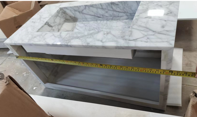 CUSTOM-TITUS-Marble Exposed 36 Wall mounted with Back lit LED mirror  36" X 52" completed set