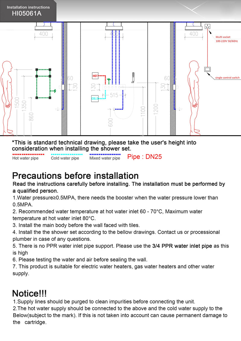 Monster Size 32" x 24" Inch LED Rain Spa Shower System -Matt Black Ceiling Flush Rain Head- Waterfall Shower Panel Head Thermostatic High Flow Shower with 6 body jets massage