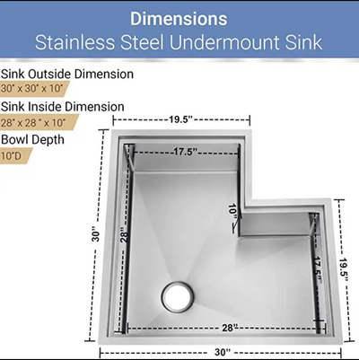 Brushed Brass Matte Gold-Rose Gold -Copper Brushed Corner 30" Inch stainless steel single bowl undermount kitchen sink 16 gauge