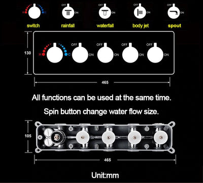 Gold Polished brass-Smart LCD Touch Control Display Shower Spa System