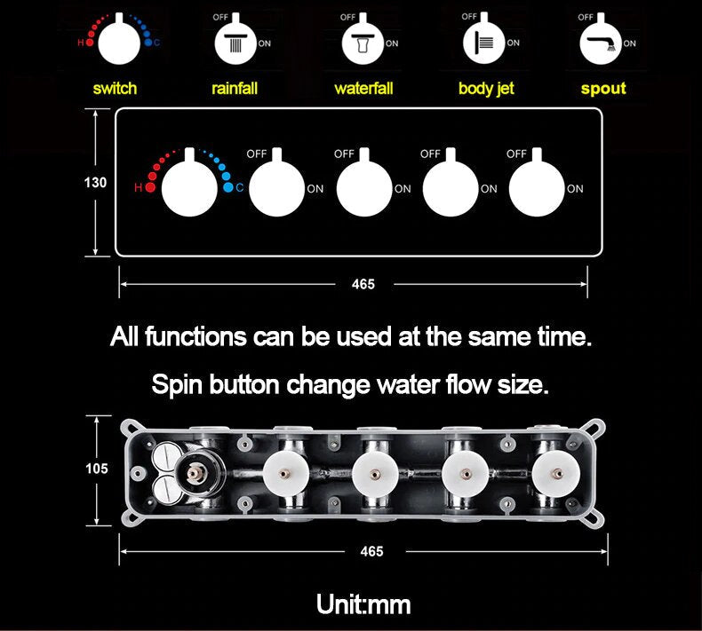 Gold Polished brass-Smart LCD Touch Control Display Shower Spa System