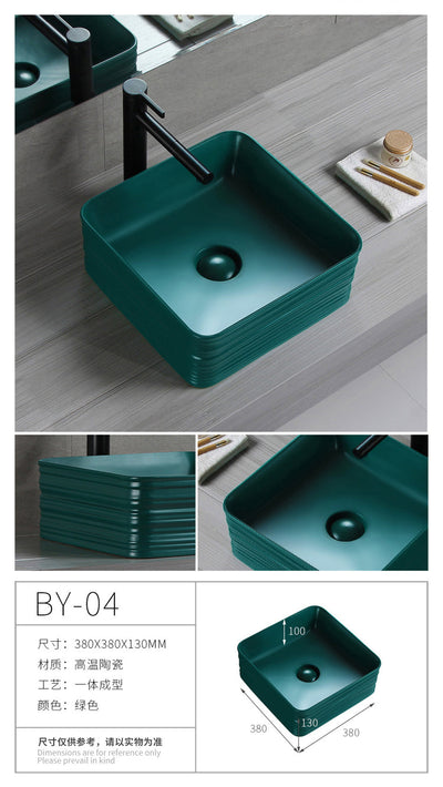 Matte Green Rectangular Vessel Sink