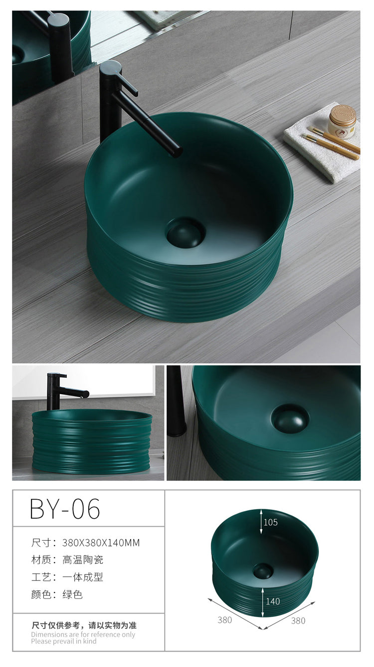 Matte Green Rectangular Vessel Sink