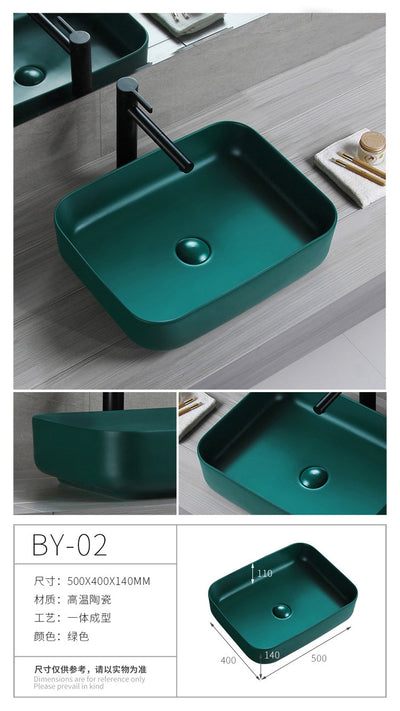 Matte Green Rectangular Vessel Sink