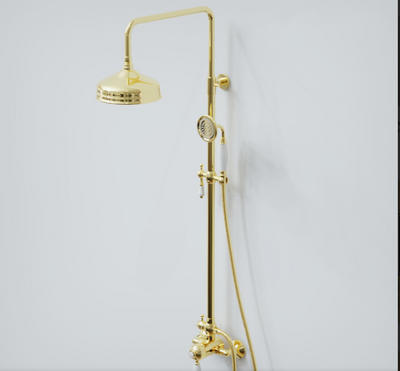 Victoria-Gold-Chrome  Polished Brass Victorian Exposed Thermostatic Shower system
