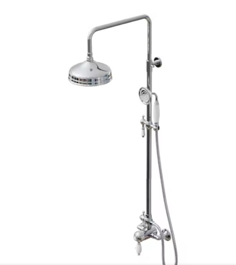 Victoria-Gold-Chrome  Polished Brass Victorian Exposed Thermostatic Shower system