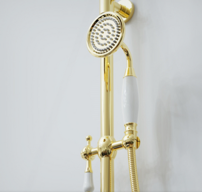 Victoria-Gold-Chrome  Polished Brass Victorian Exposed Thermostatic Shower system