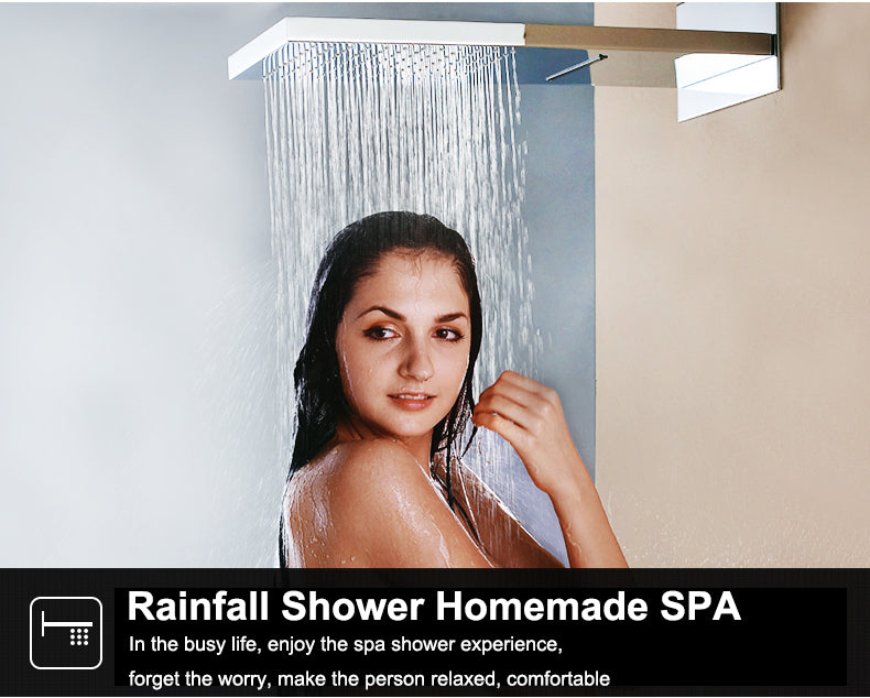 Chrome Square Waterfall Rain 2 and 3 Way Control Shower Kit