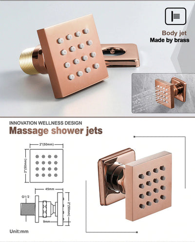 Santa Rosa-Rose Gold SPA LED Flush Mount 23"X15" shower system kit